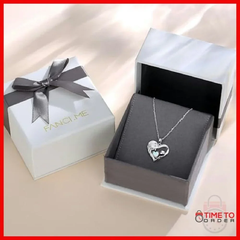 Sterling Silver Mom Child Heart Pendant Necklace 18